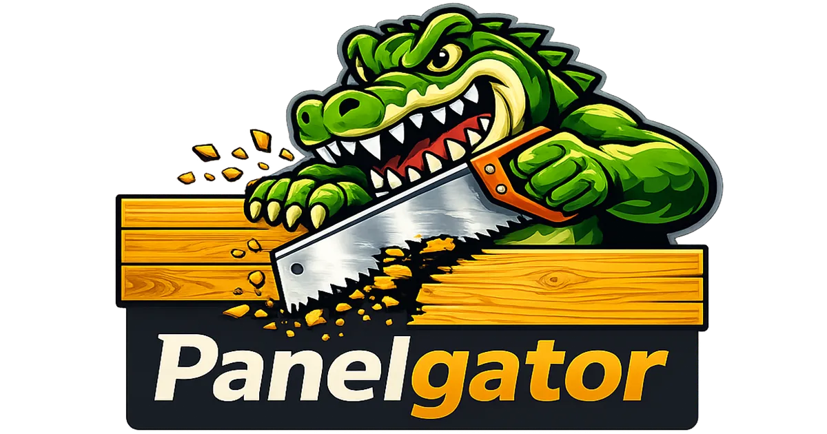 Panelgator — mascotte alligator avec scie