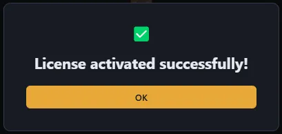 License activated successfully