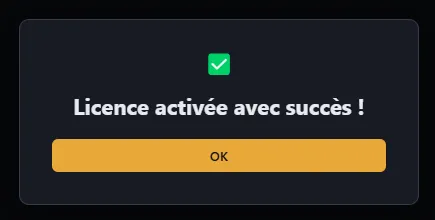 Licence activée avec succès
