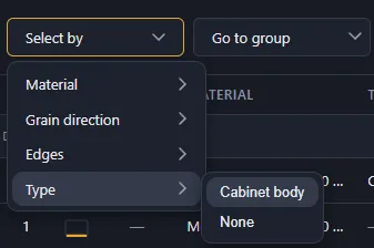 Selection by type
