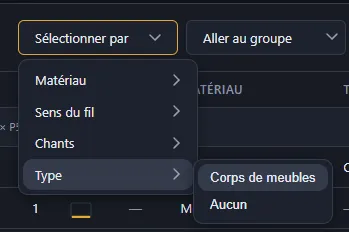 Sélection par type