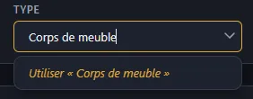 Saisie d'un nouvel attribut type